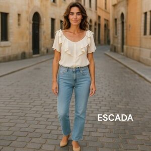 ESCADA SILK OFF WHITE BLOUSE TOP  38-8
